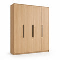 Kleiderschrank 4-turig aus Spanplatte rechteckig Eiche hell 200 x 220 x 60 cm