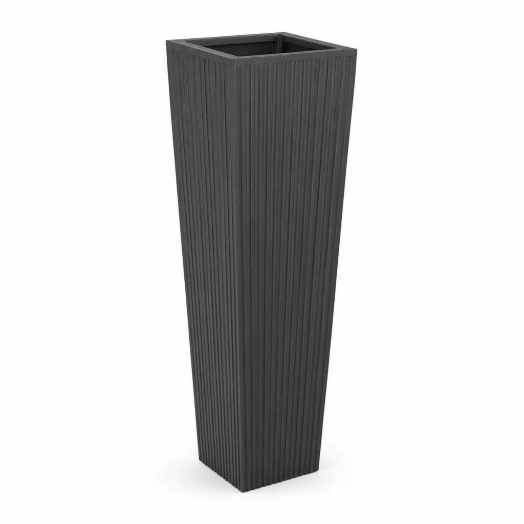 Hoher Pflanzkubel 30 x 30 x 80 cm aus PP Kunststoff quadratisch konisch anthrazit