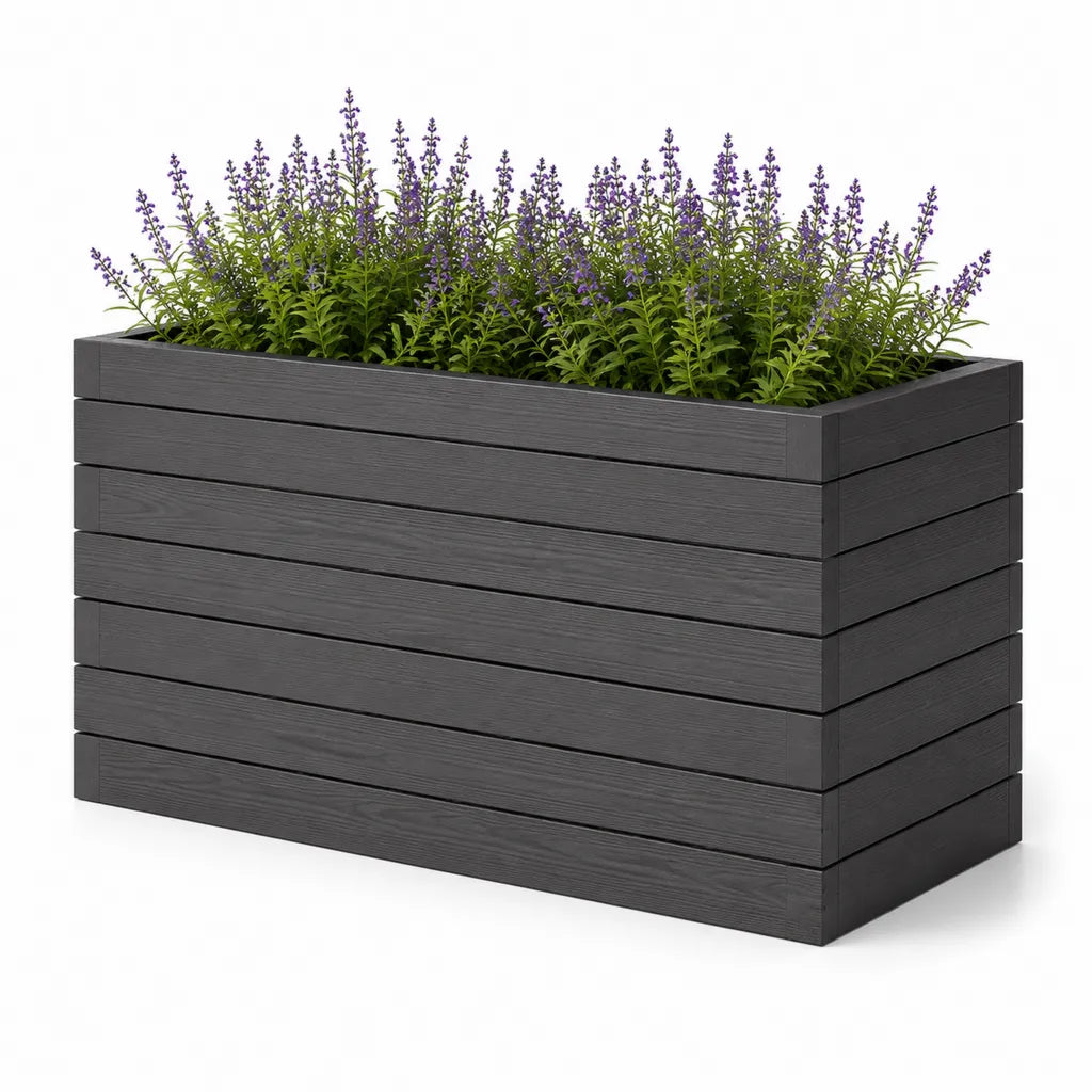 Hochbeet Pflanzkubel rechteckig 100 x 50 x 54 cm WPC schwarz
