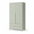 Kleiderschrank mit 2 Turen und 2 Schubladen aus Spanplatte rechteckig salbeigrun 80 x 50 x 180 cm