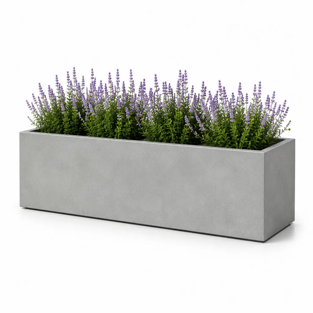 Rechteckiger Pflanzkasten aus Faserzement in Grau 100 x 40 x 40 cm