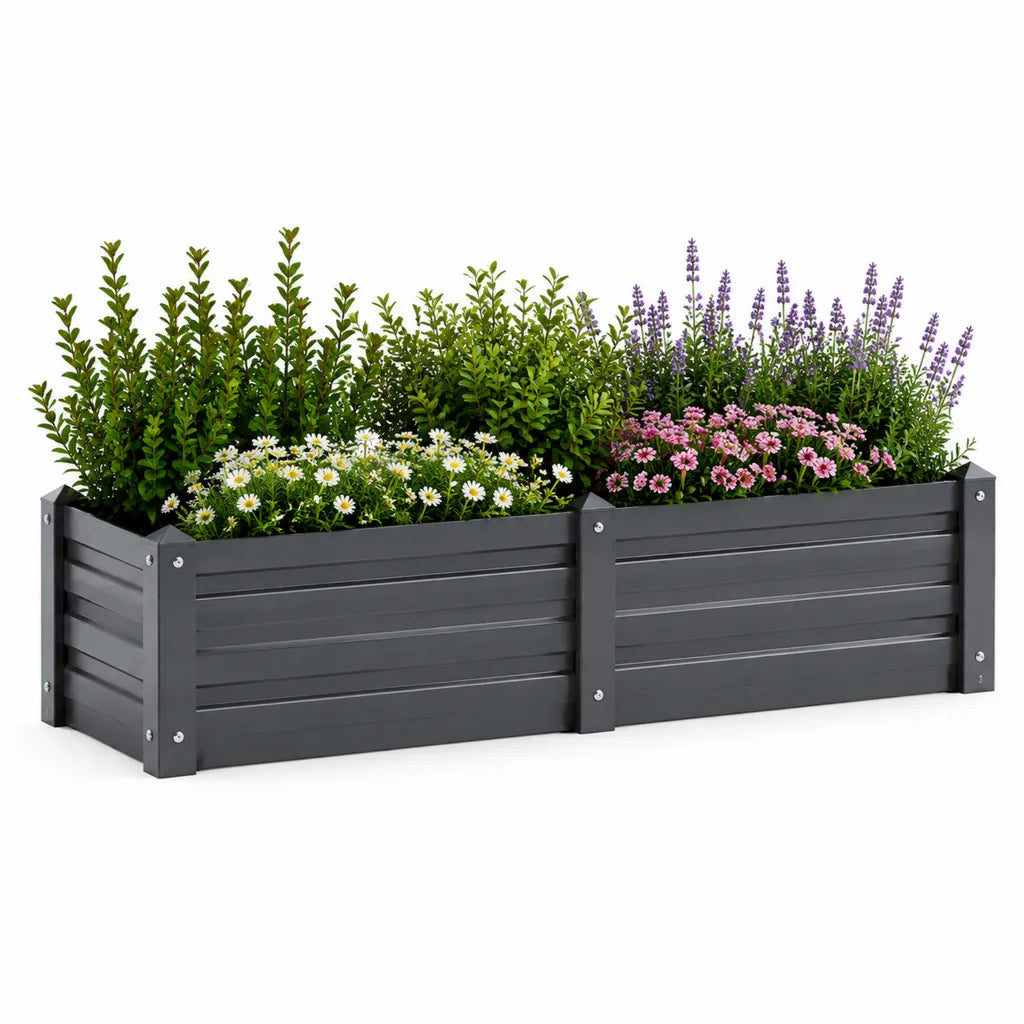 Hochbeet 2er-Set 80 x 40 x 30 cm aus verzinktem Stahl rechteckig anthrazit