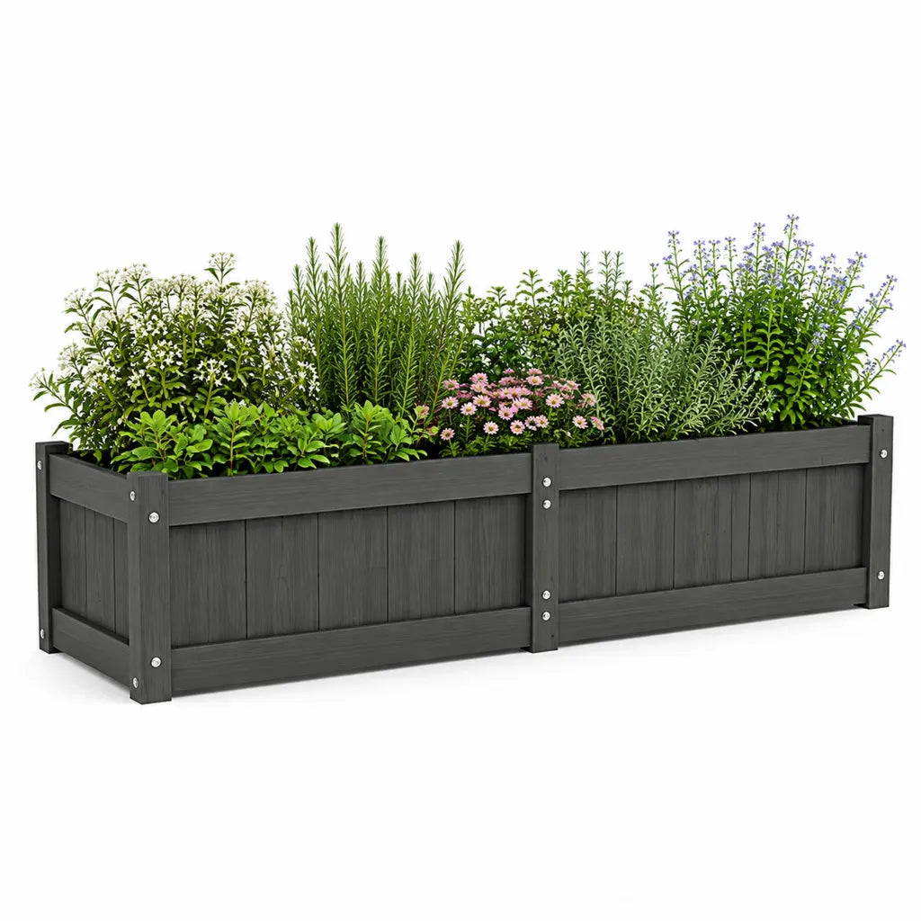 Hochbeet Pflanzkasten 120 x 40 x 40 cm aus WPC rechteckig schwarz