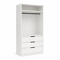 Offener Kleiderschrank mit Kleiderstange 3 Schubladen und Regal Weiss 75 x 58 x 200 cm