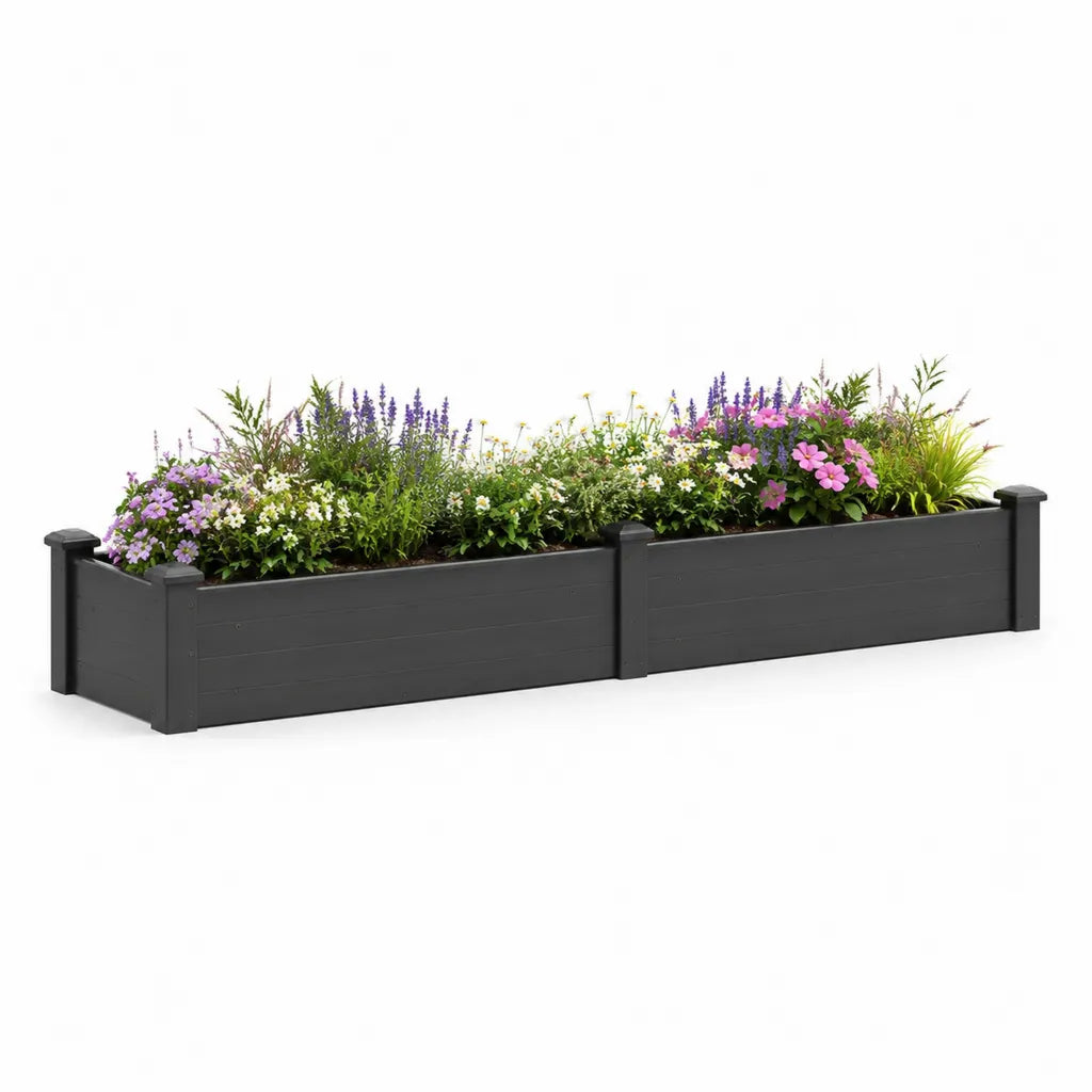 Hochbeet Pflanzkasten 200 x 50 x 54 cm WPC rechteckig Anthrazit