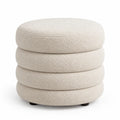 Runder Fusshocker mit Boucle-Bezug  55 cm Hohe 45 cm Polyester Creme