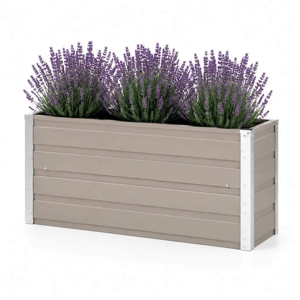 Hochbeet Pflanzkasten 120 x 40 x 40 cm Stahl rechteckig Taupe