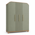 Kleiderschrank 3 Turen aus MDF mit geriffelter Front Salbeigrun Natur 120 x 60 x 200 cm
