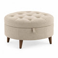 Sitzhocker mit Stauraum rund 70 x 45 cm Polyester Beige