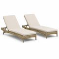 2er Set Gartenliegen 198 x 68 x 30 cm mit verstellbarer Ruckenlehne PE-Rattan Stahl Creme Beige